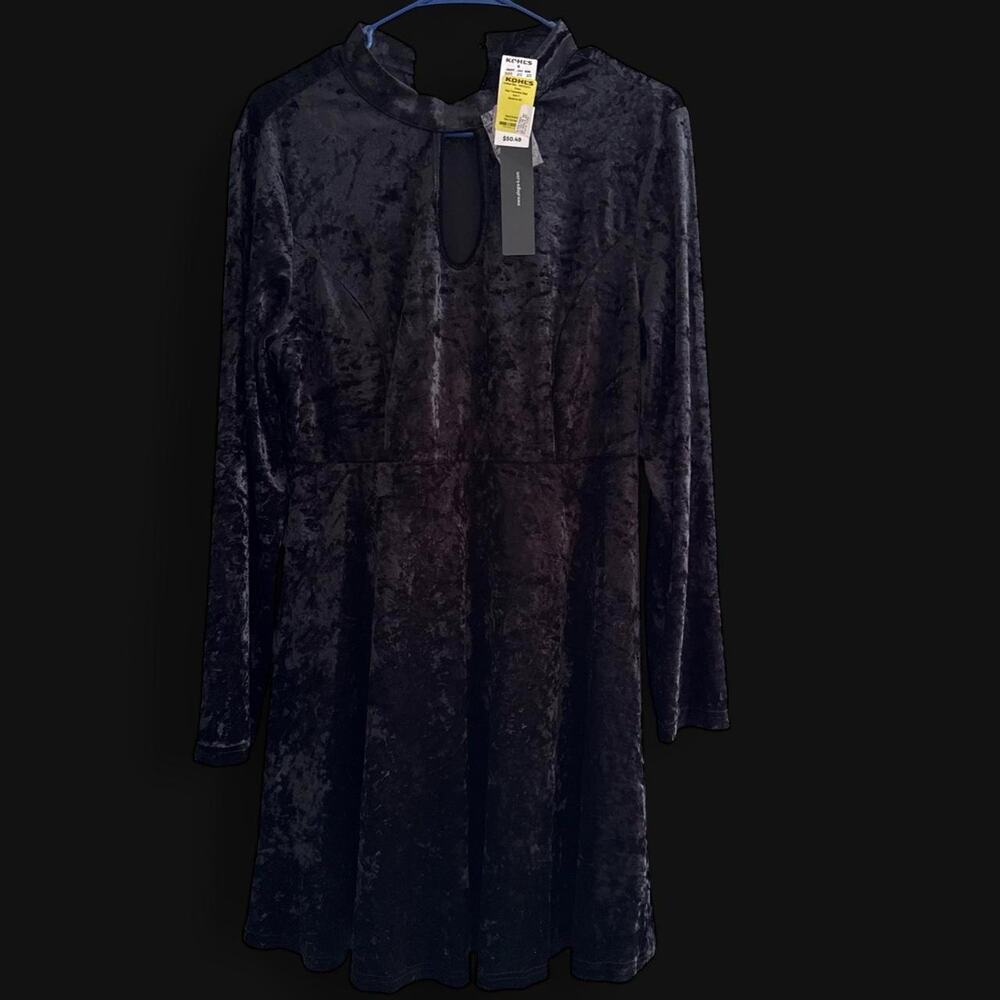 Black velvet mini dress with